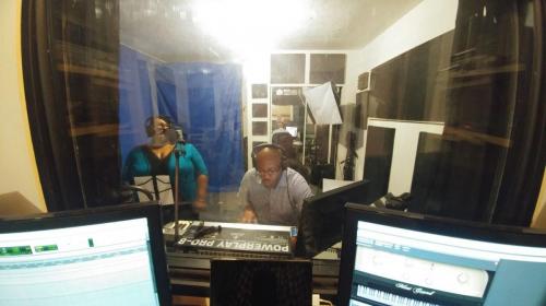 Rodrick Walters and Adrianne Rawls in studio for audio recording of Your Word Changed My Life